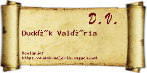 Dudák Valéria névjegykártya